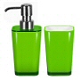 Contemporary bathroom accessories with flared modern design in orange, red, white, green and blue