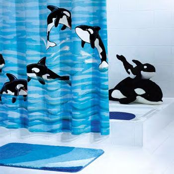 Whale (Orca) PVC-Free Shower Curtain Shower Curtains product photo