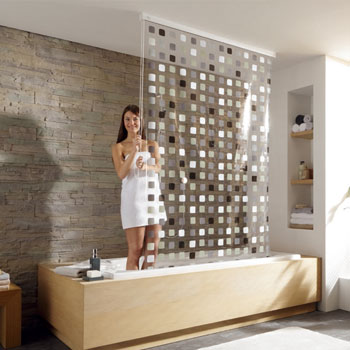 Shower Roller Blind 2 Shower Curtains