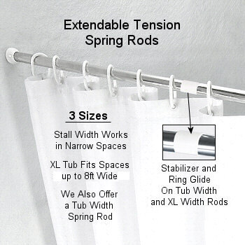 Extensible shower curtain rod, Tension rod, Available in different sizes