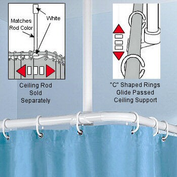 Corner Rods For Shower Curtains White Aluminum And Chrome