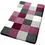 checker patterned bath mats with dense soft pile in flannel grey, toffee, blue, purple, ruby red and black and grey