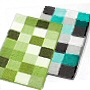 checker patterned bath mats with dense soft pile in flannel grey, toffee, blue, purple, ruby red and black and grey