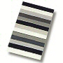 plush striped multi color bath rug in beige, orange, blue or green
