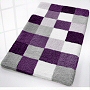 checker patterned bath mats with dense soft pile in flannel grey, toffee, blue, purple, ruby red and black and grey