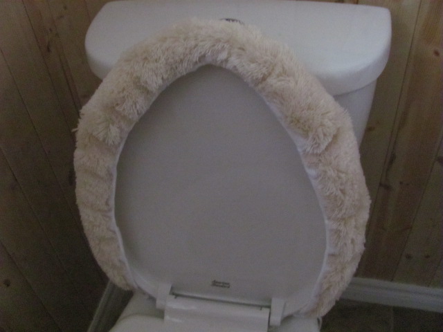 OFF WHITE FLEECE ELONGATED TOILET SEAT LID COVER 